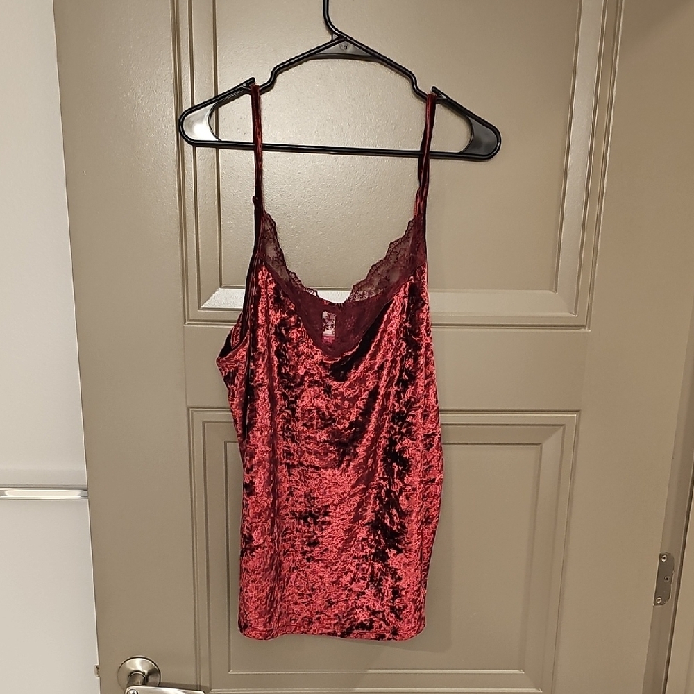 No Boundaries Red Asymmetrical Sequin Camisole